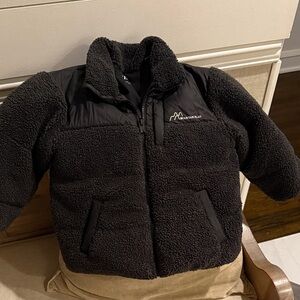 Zara Kids Black Fleece Puffer Jacket